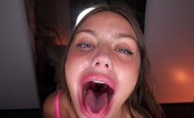 HE DELETED MY THROAT! extreme sloppy deepthroat, fuck with cum on face